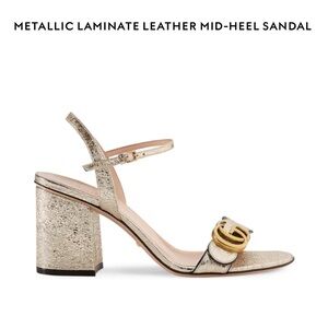 Gucci Metallic laminate leather mid-heel sandal